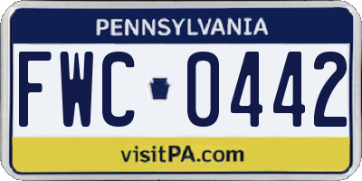 PA license plate FWC0442