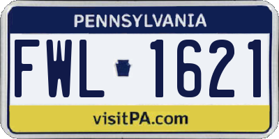 PA license plate FWL1621