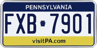 PA license plate FXB7901