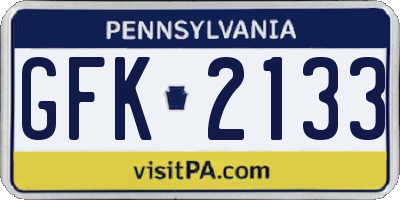 PA license plate GFK2133