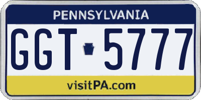 PA license plate GGT5777