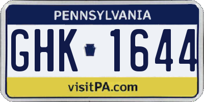 PA license plate GHK1644