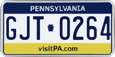 PA license plate GJT0264