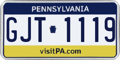 PA license plate GJT1119