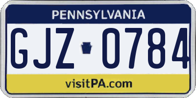 PA license plate GJZ0784