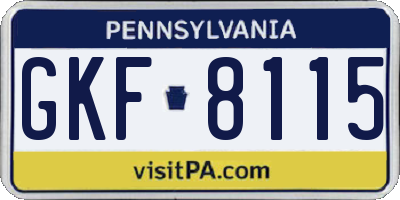 PA license plate GKF8115