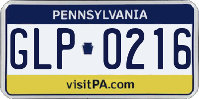 PA license plate GLP0216