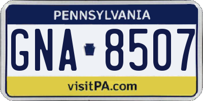 PA license plate GNA8507