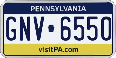 PA license plate GNV6550