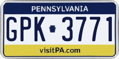 PA license plate GPK3771