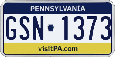 PA license plate GSN1373