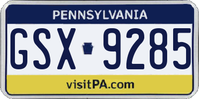 PA license plate GSX9285