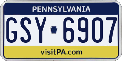 PA license plate GSY6907