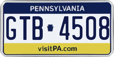 PA license plate GTB4508