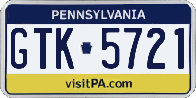 PA license plate GTK5721