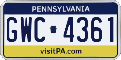 PA license plate GWC4361