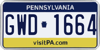 PA license plate GWD1664