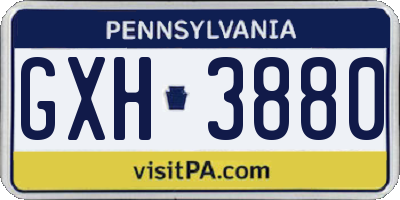PA license plate GXH3880