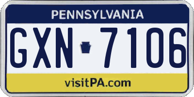 PA license plate GXN7106