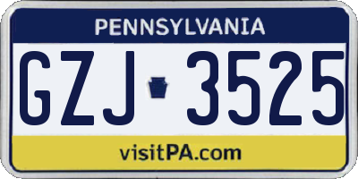 PA license plate GZJ3525