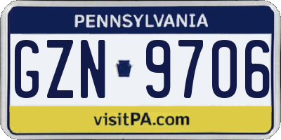 PA license plate GZN9706