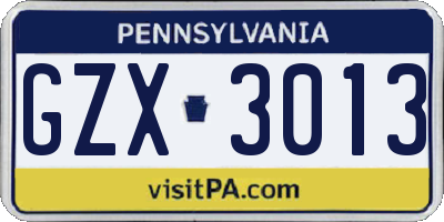 PA license plate GZX3013