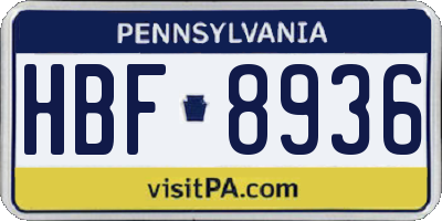 PA license plate HBF8936