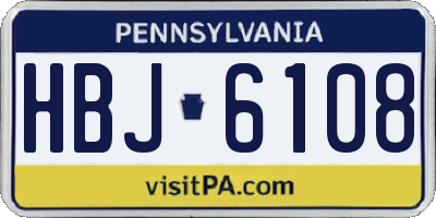 PA license plate HBJ6108