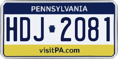 PA license plate HDJ2081