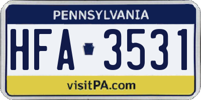 PA license plate HFA3531