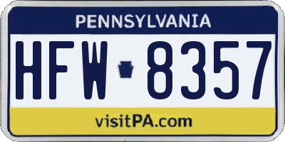 PA license plate HFW8357