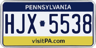 PA license plate HJX5538