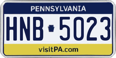 PA license plate HNB5023