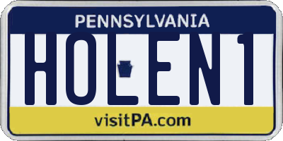 PA license plate HOLEN1