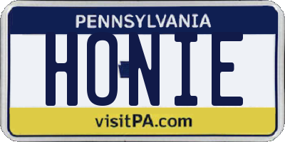 PA license plate HONIE