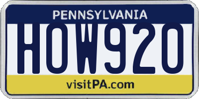 PA license plate HOW920