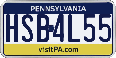 PA license plate HSB4L55