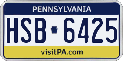 PA license plate HSB6425