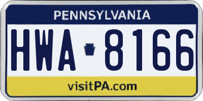 PA license plate HWA8166