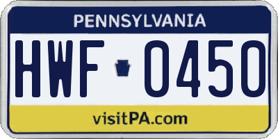 PA license plate HWF0450