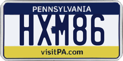 PA license plate HXM86