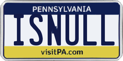PA license plate ISNULL