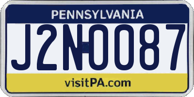 PA license plate J2N0087