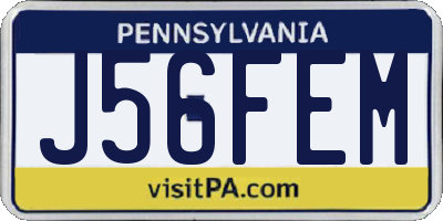 PA license plate J56FEM