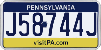 PA license plate J58744J