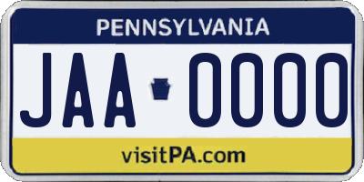 PA license plate JAA0000