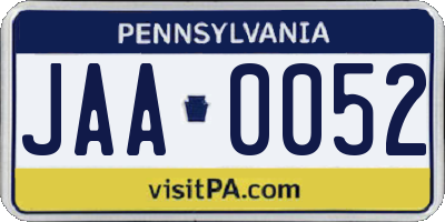 PA license plate JAA0052