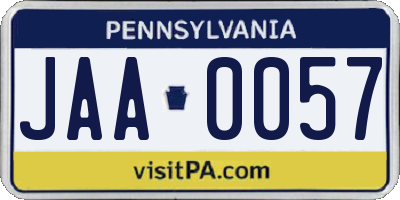 PA license plate JAA0057