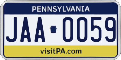 PA license plate JAA0059