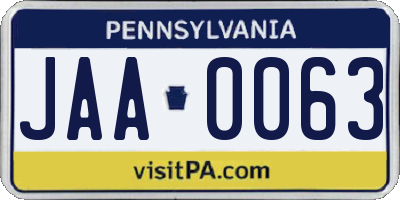 PA license plate JAA0063